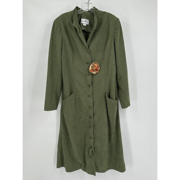 Herman Marcus Womens Jacket Size 18 Vintage Lagenlook Minimalist Olive - Picture 1 of 7